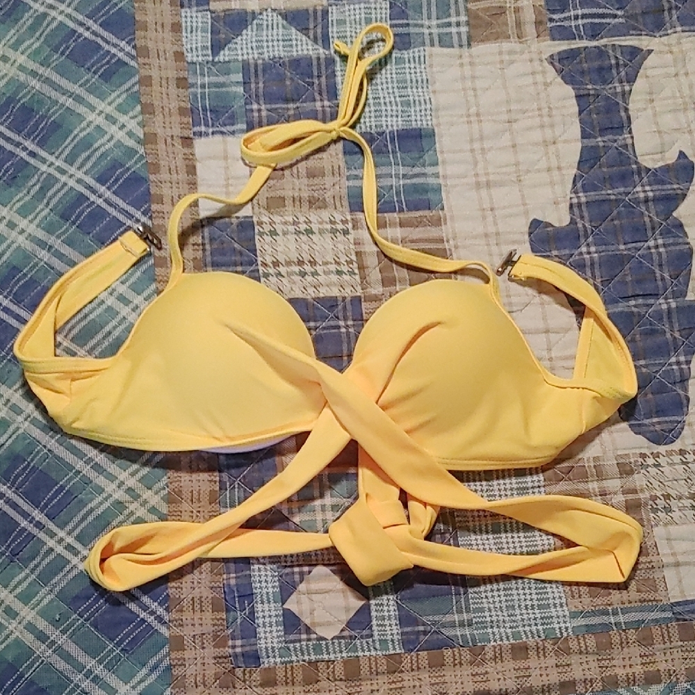 Yellow Halter Bikini Top